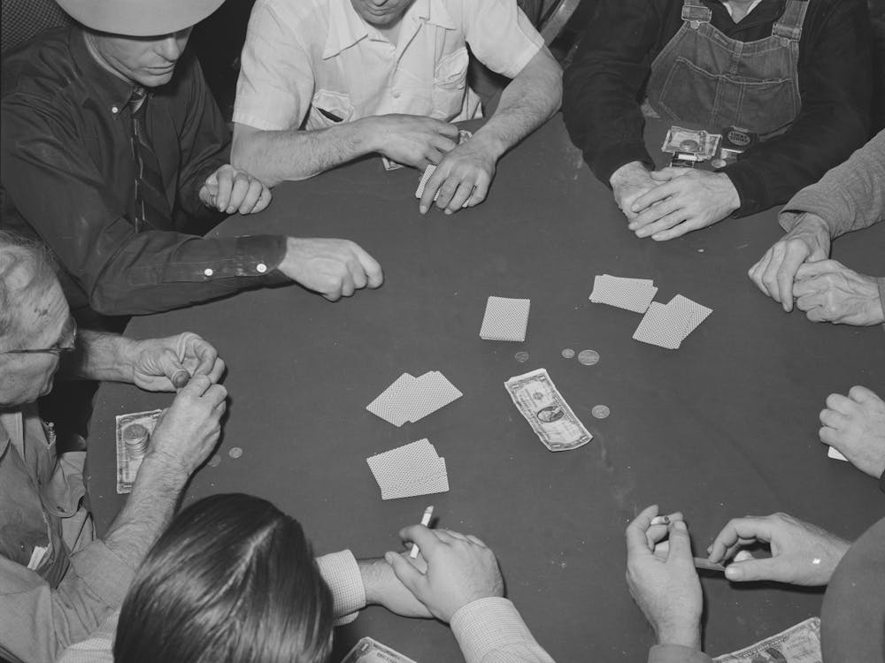 Poker Game Of Construction Workers At Canteen,Shasta Dam, Shasta County, California By Russell Lee