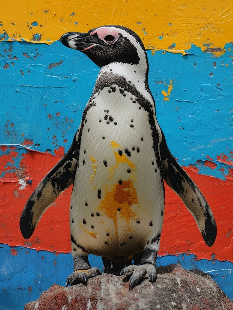 Galapagos Penguin Robben Island Colour Block Painting 2