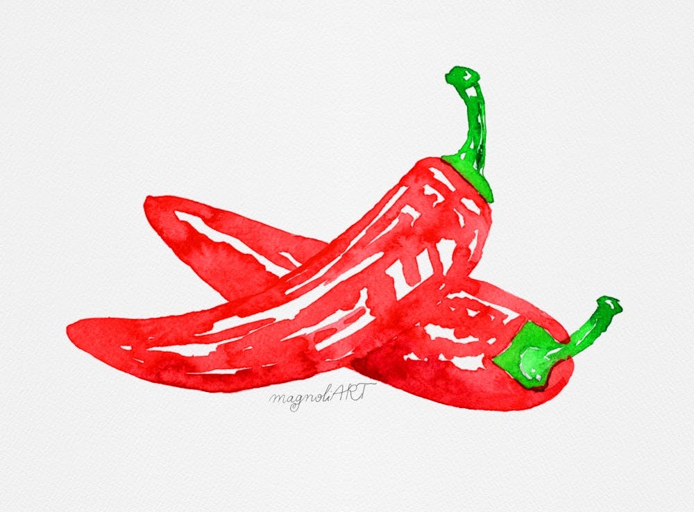 Red Chili Peppers watercolor artwork