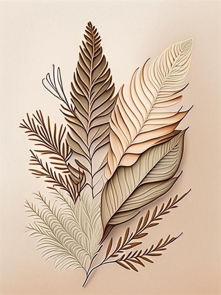 Cypress Leaf Earthy Line Art