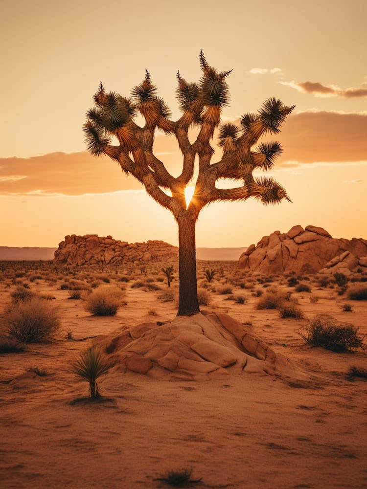 Photograph Of A Joshua Tree At Dusk In Desert 3