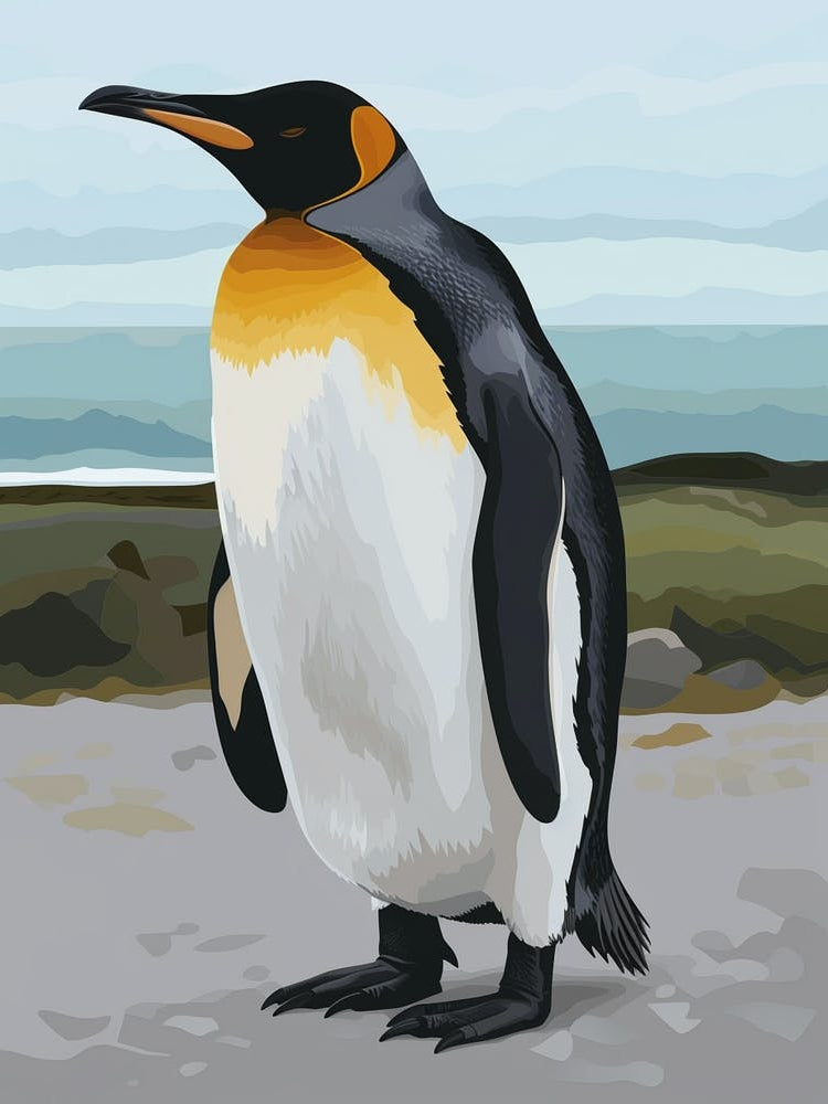 Emperor Penguin Robben Island Minimalist Illustration 4