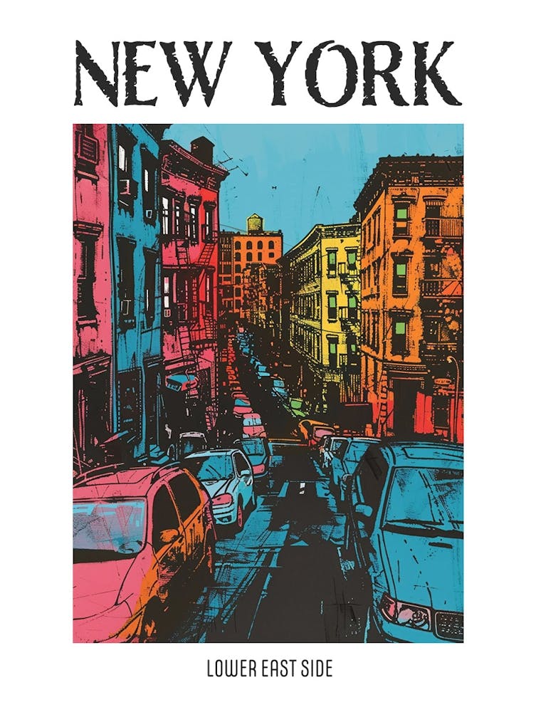 Lower East Side New York Colourful Silkscreen Illustration 3 Poster