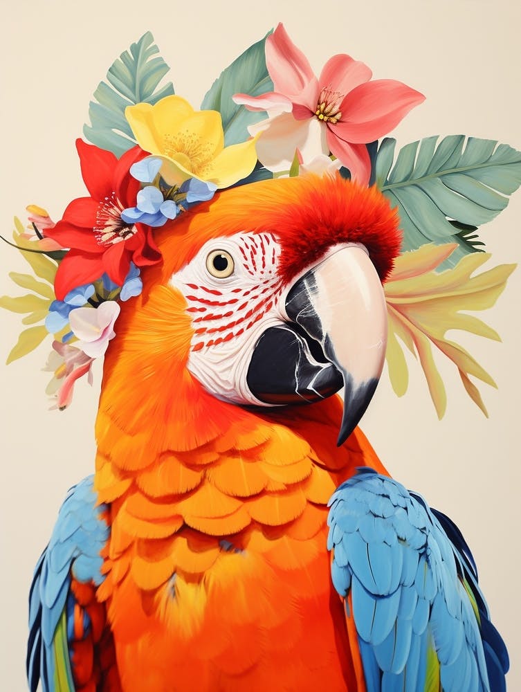 Bird With A Flower Crown Macaw 1