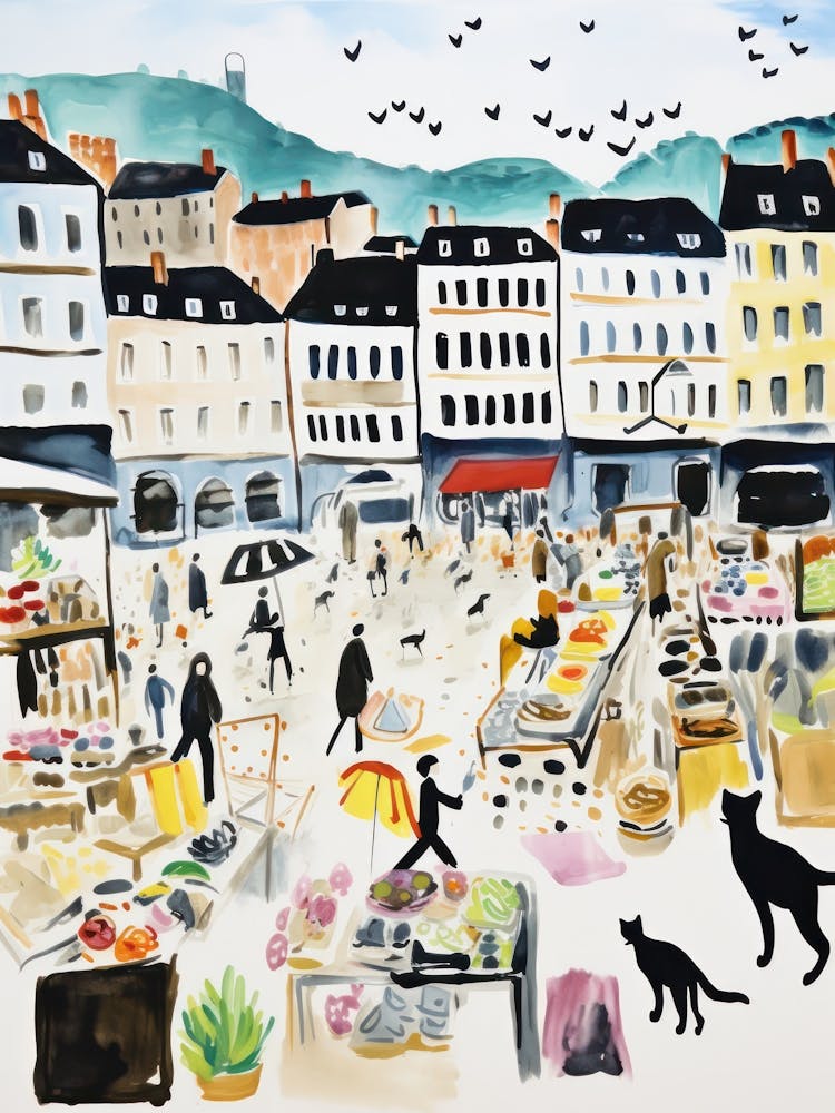 The Food Market In Lyon 2 Illustration