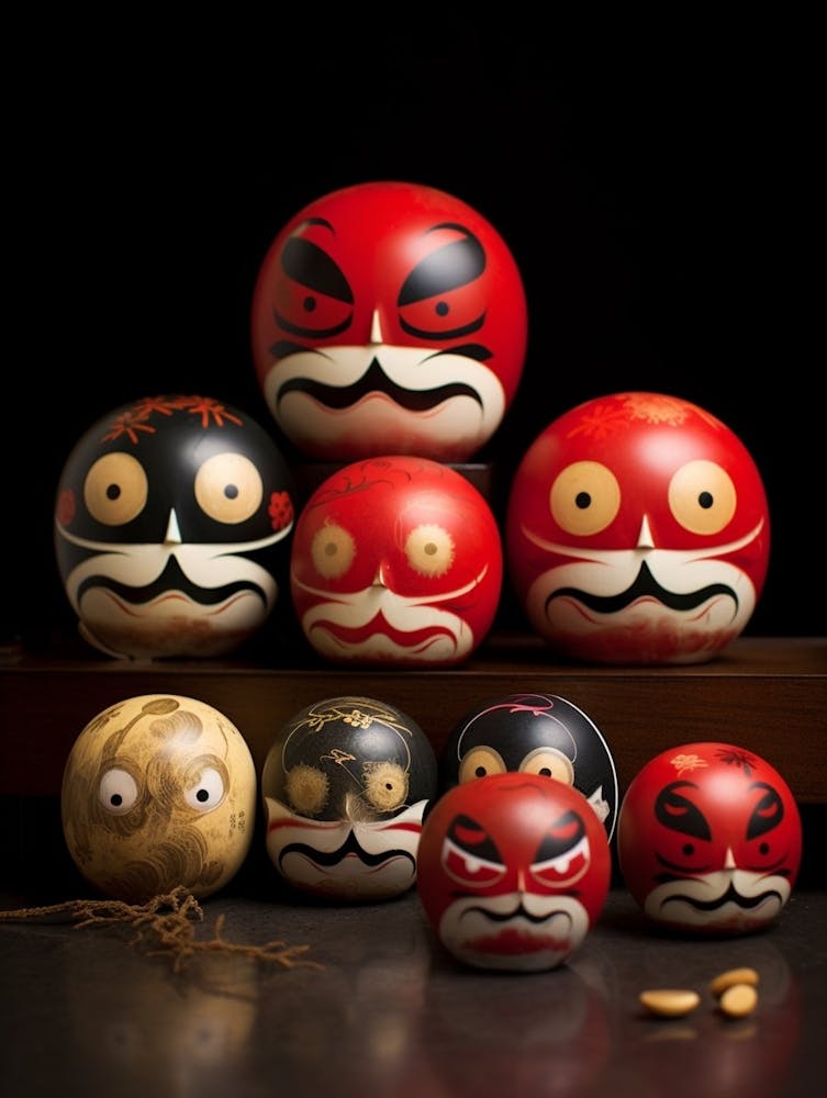 Daruma Dolls Japanese Illustration 2