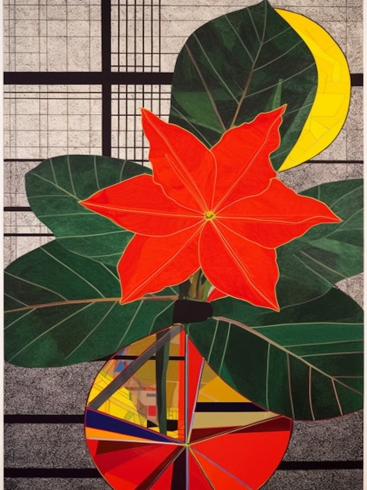 Poinsettia Flower Still Life  4 Abstract Expressionist