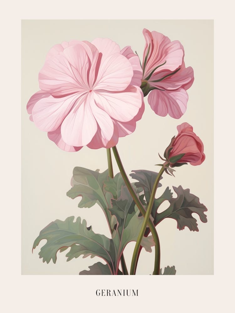 Blumenillustration Geranie 1 Poster