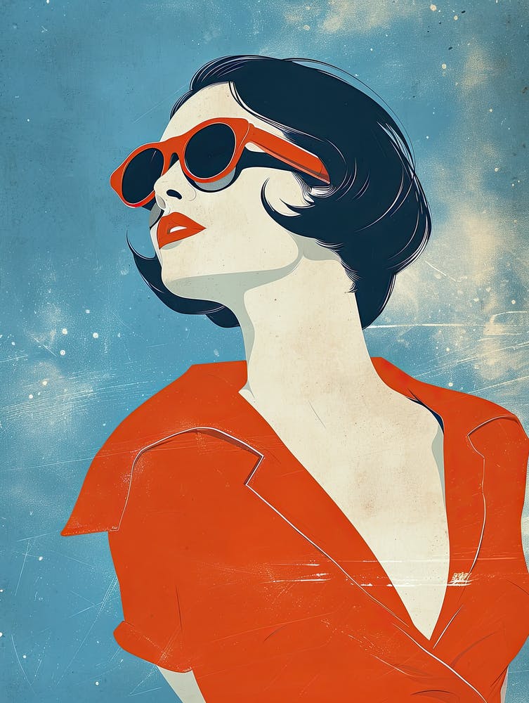 Frau mit Sonnenbrille, Minimalismus