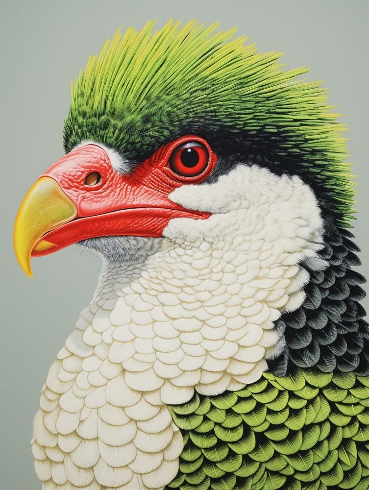 Ohara Koson-inspirierte Vogelmalerei Schopfkarakara 4