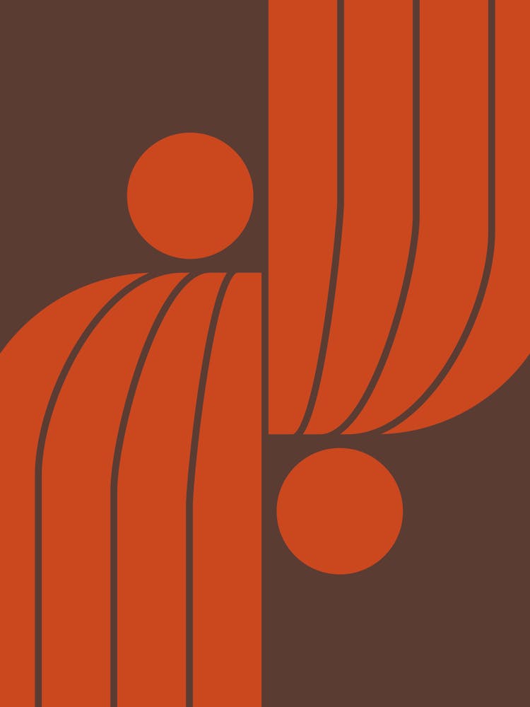 Arch Midcentury Modern Abstract Pattern Vii In Royal Brown Pastel Dark Red 01