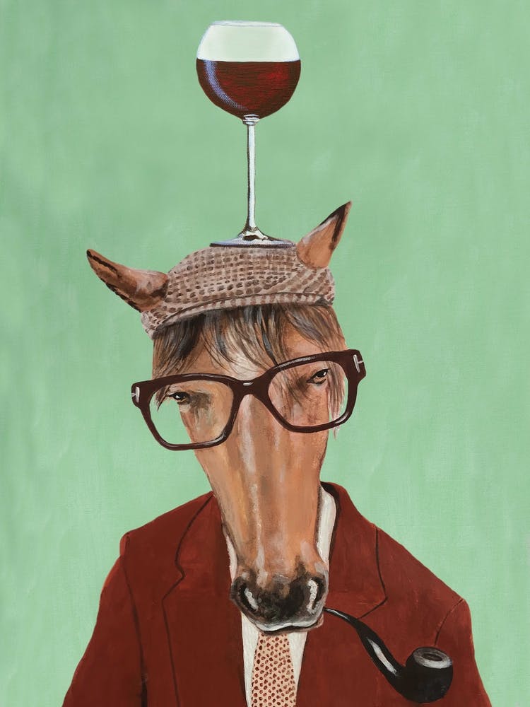 Horse With Wineglass Mint & Brown