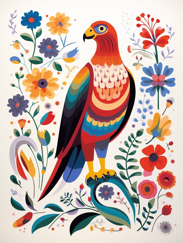 Scandinavian Bird Illustration Red Tailed Hawk 2