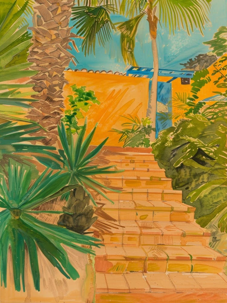 Palm Trees And Steps
