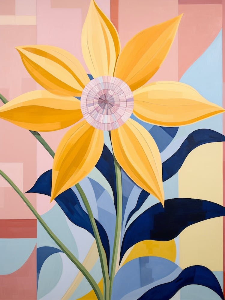 Sunflower 1 Hilma Af Klint Inspired Pastel Flower Painting