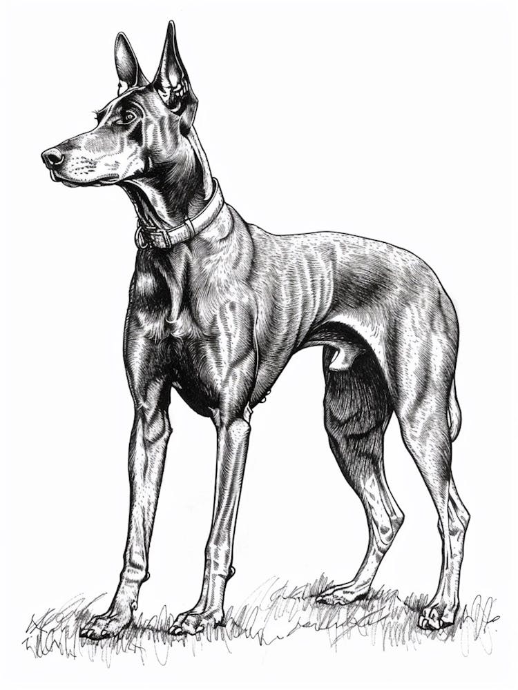 German Pinscher Dog Line Art 3