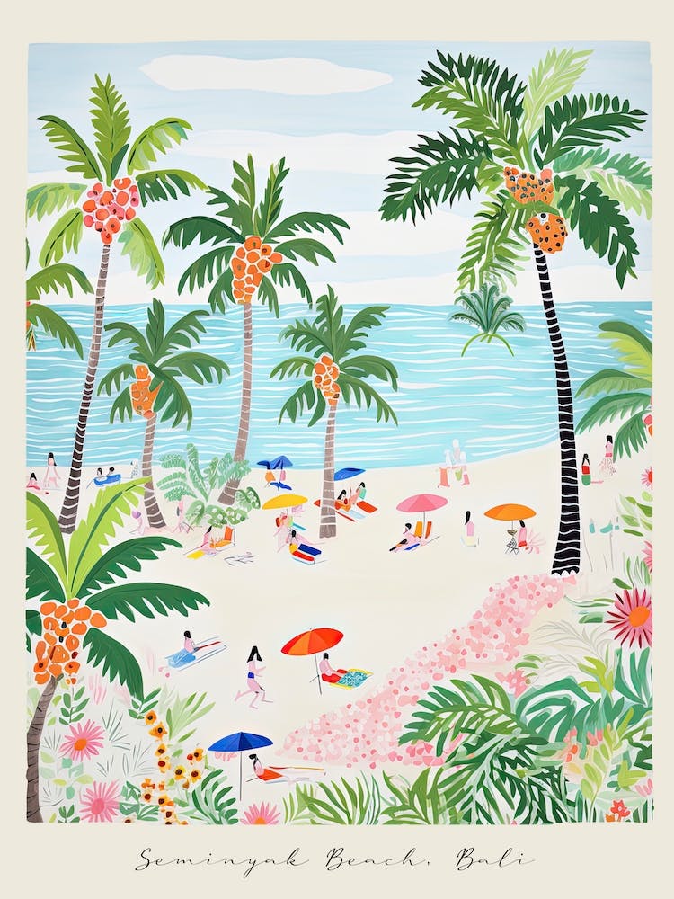 Poster Of Seminyak Beach, Bali, Indonesia, Matisse And Rousseau Style 2