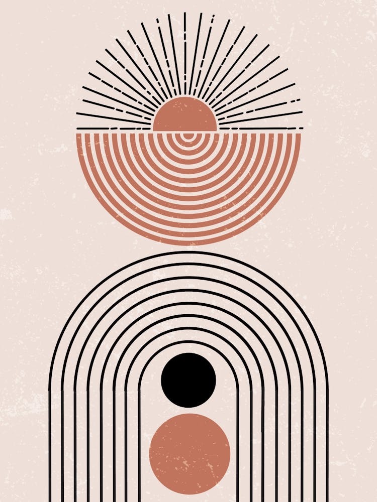 Minimalist Abstract Geometric Concentric Circles Sun