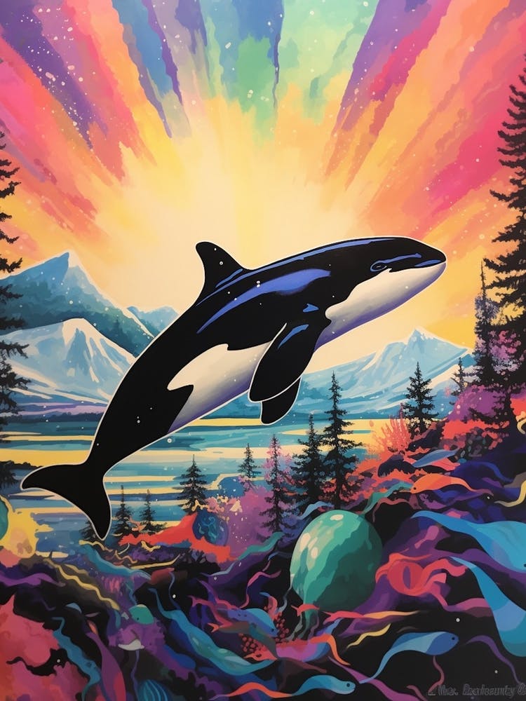 Surreal Orca Whale Mountain 