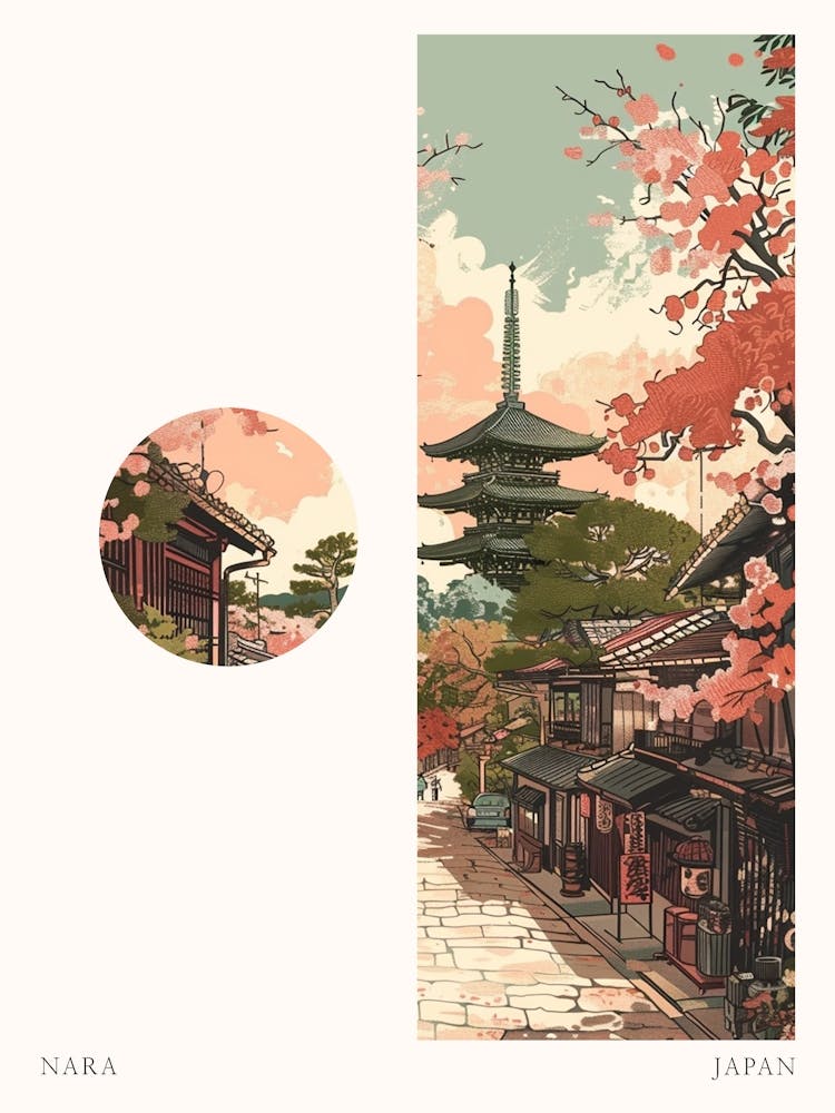 Nara Japan 7 Cut Out Travel Poster