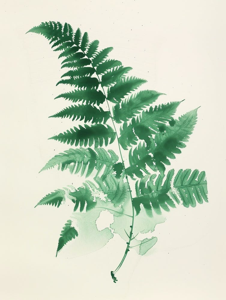 Grüne Tuschemalerei einer Lady Fern 1