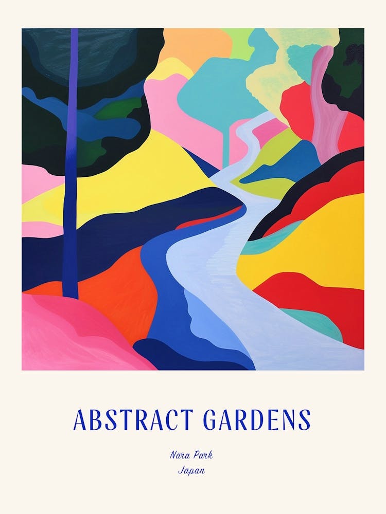 Farbenfrohe Gärten Nara Park Japan 2 Blaues Poster