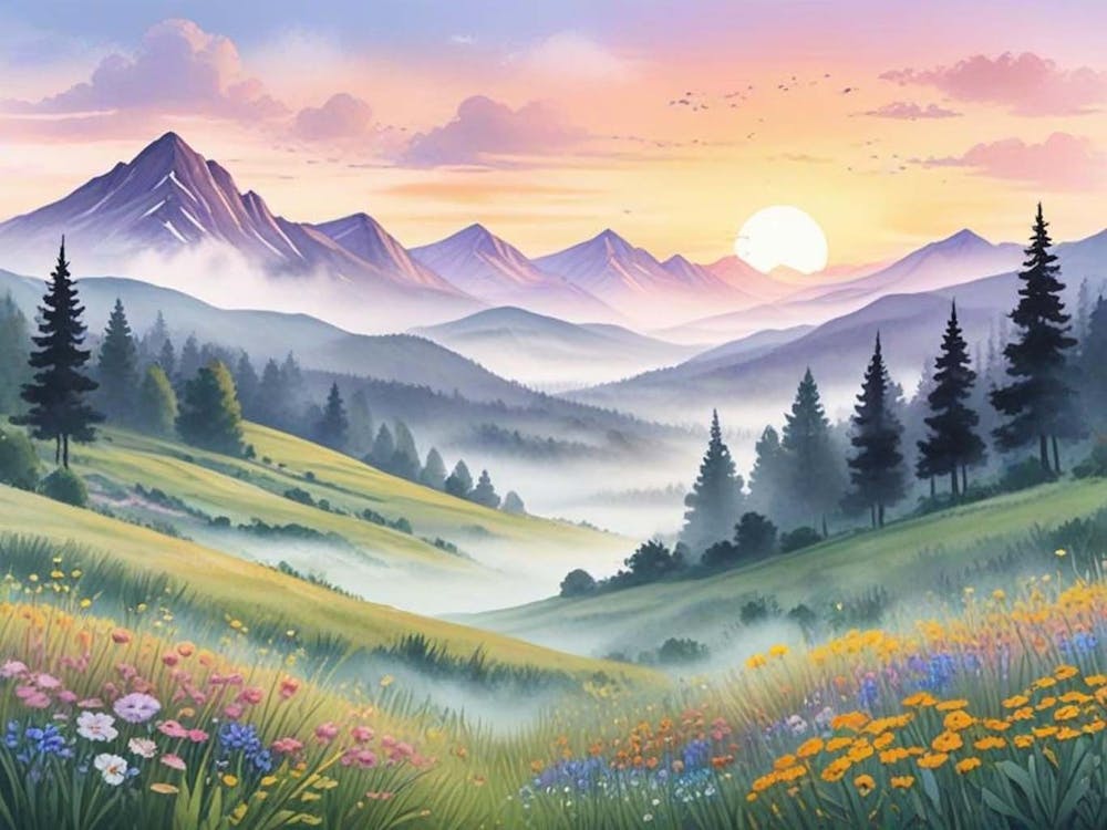 Sunset In The Mountains 1