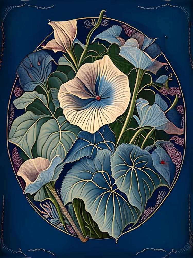 Morning Glory 1 Loral Botanical Vintage Poster Flower