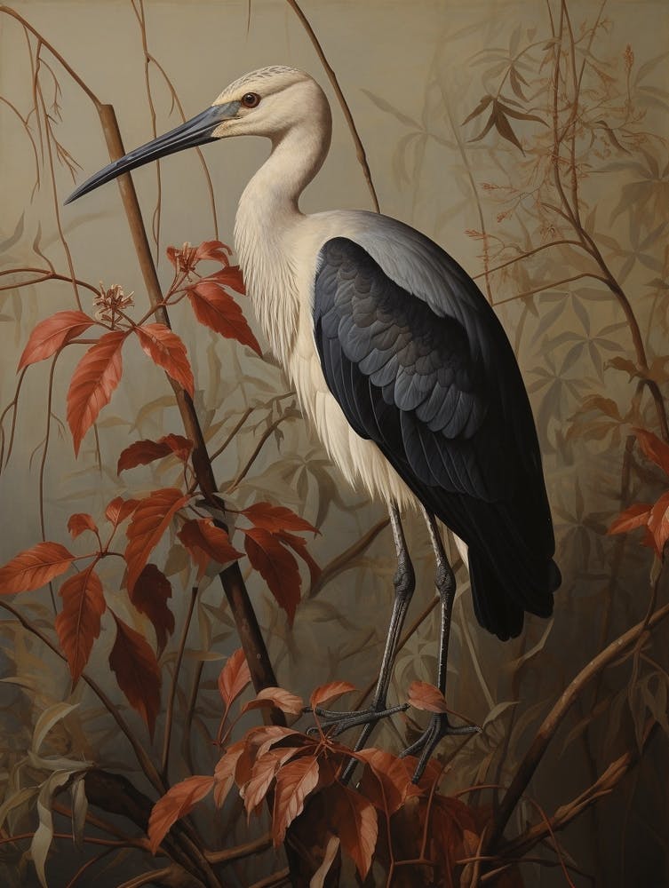 Dark And Moody Botanical Stork 1