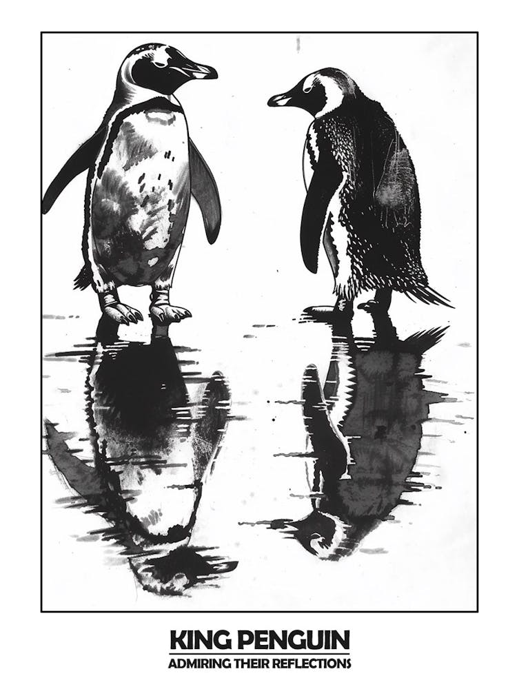 Penguin Admiring Their Reflections Poster 6