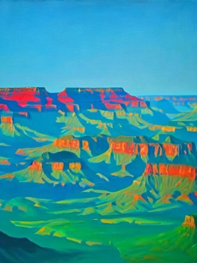 Grand Canyon National Park United States Of America Blue Oil Painting 1 