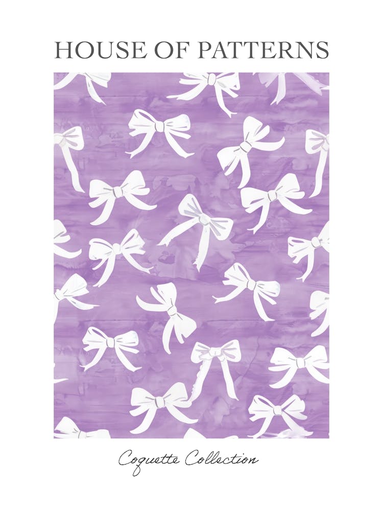 White And Lilac Bows 2 Pattern Poster