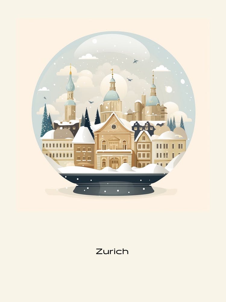 Zurich Switzerland 2 Snowglobe Poster