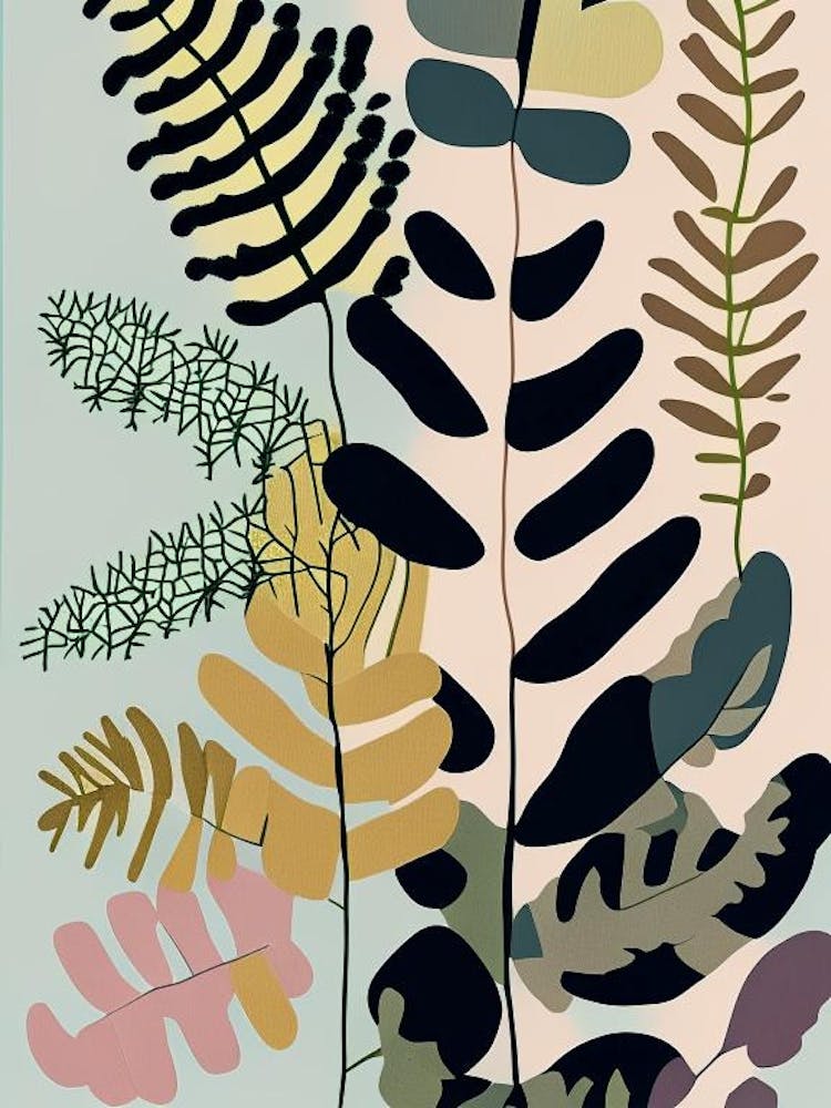 Southern Maidenhair Fern Wildflower Modern Muted Colours 1