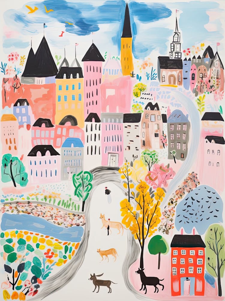 Helsinki, Dreamy Storybook Illustration 1
