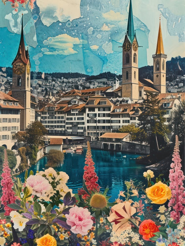 Zürich Floral Retro Collagen-Stil 4