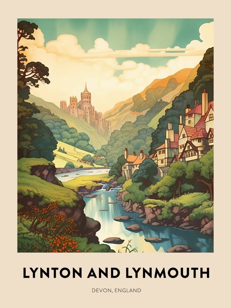 Devon Vintage Travel Poster Lynton And Lynmouth