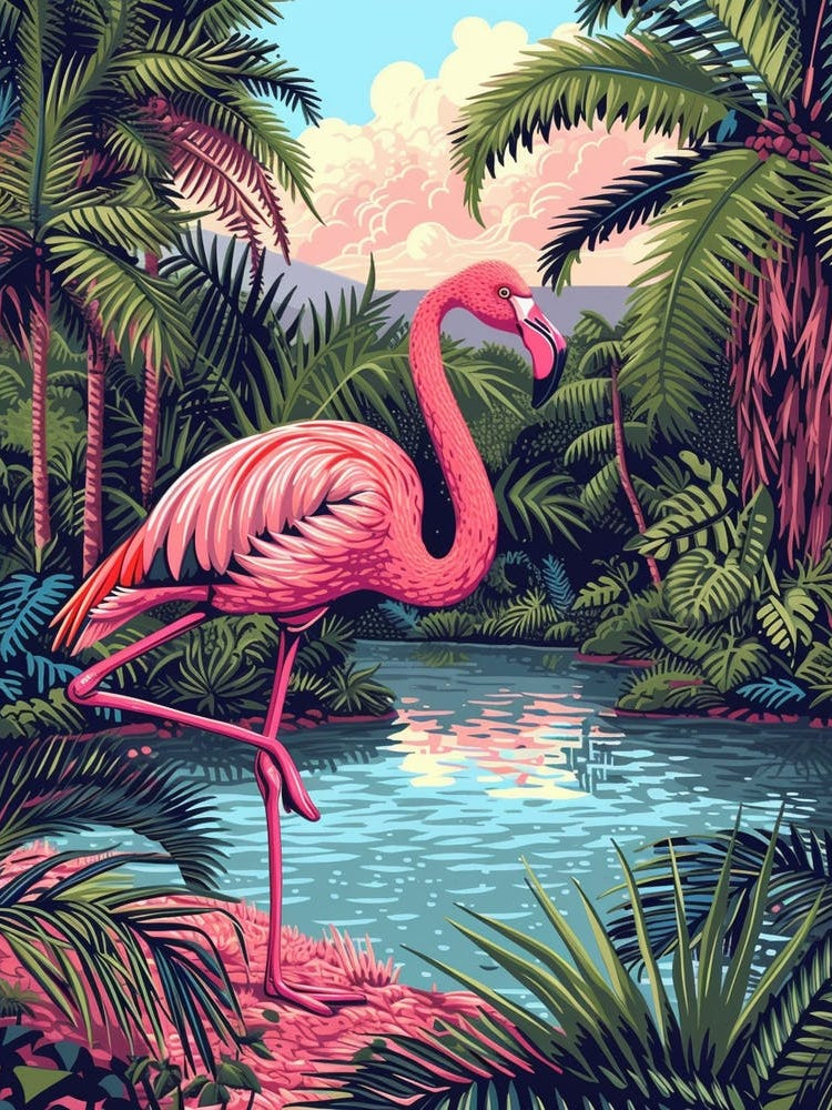 Greater Flamingo Tanzania Tropical Illustration 1