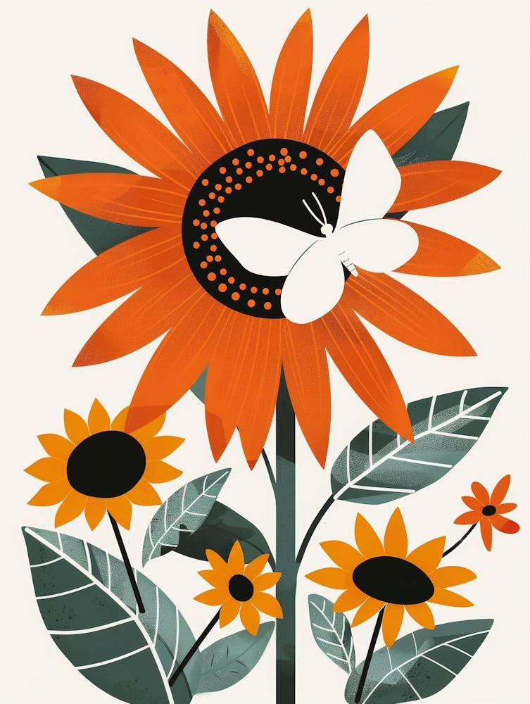 Sunflowers And Butterflies 2