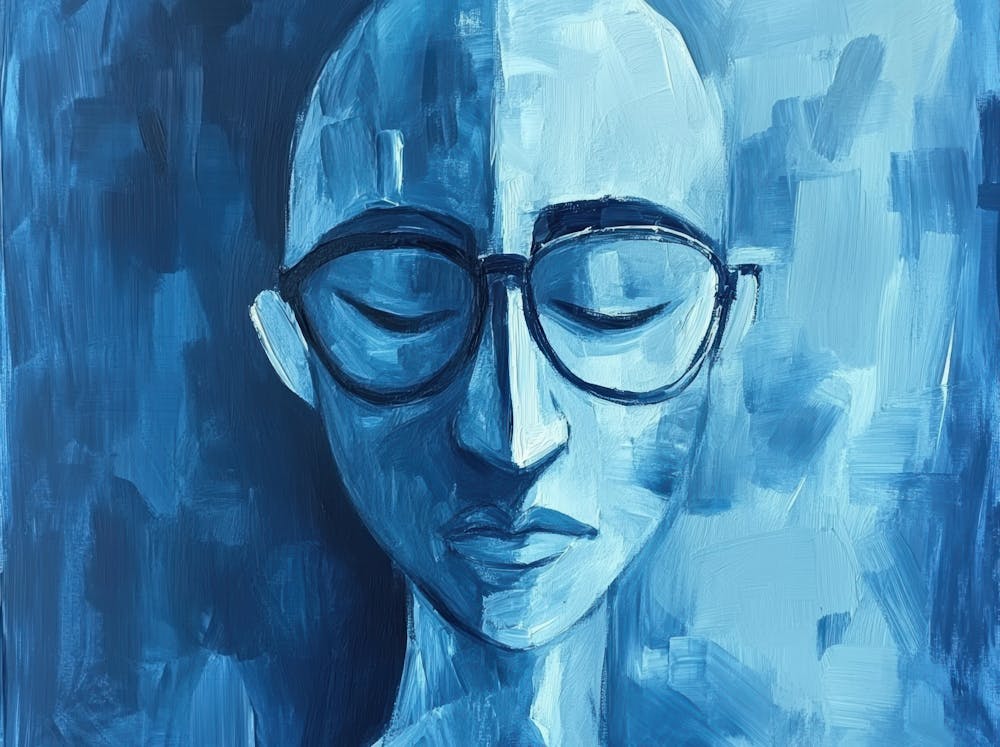 Blue Man With Glasses