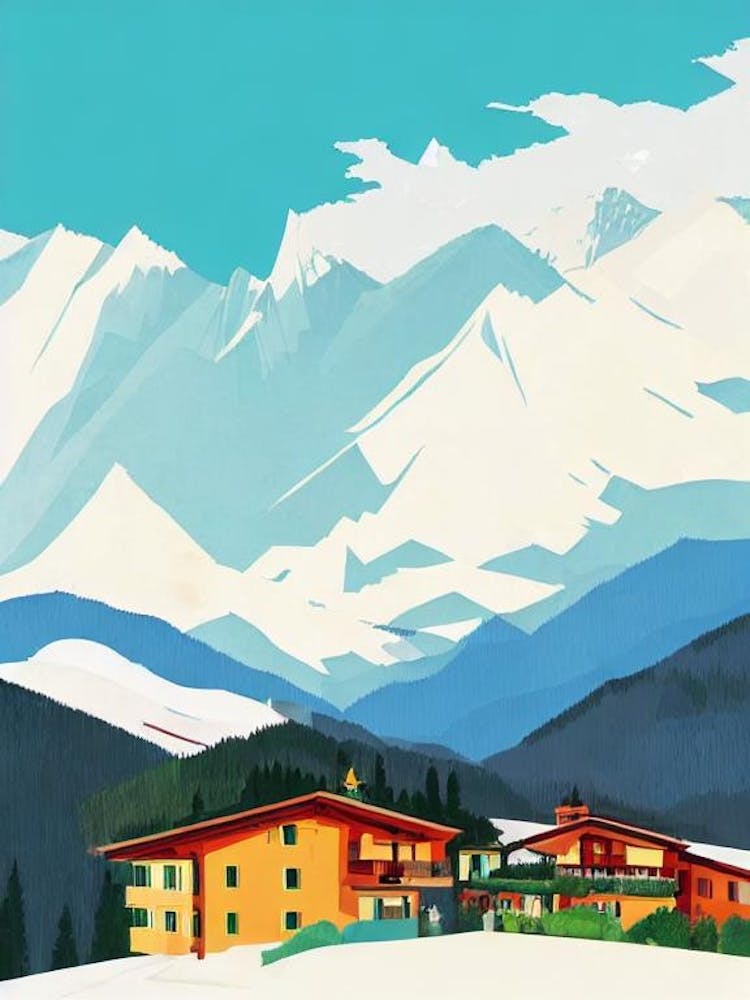 Madonna Di Campiglio, Italy Midcentury Vintage Skiing Poster