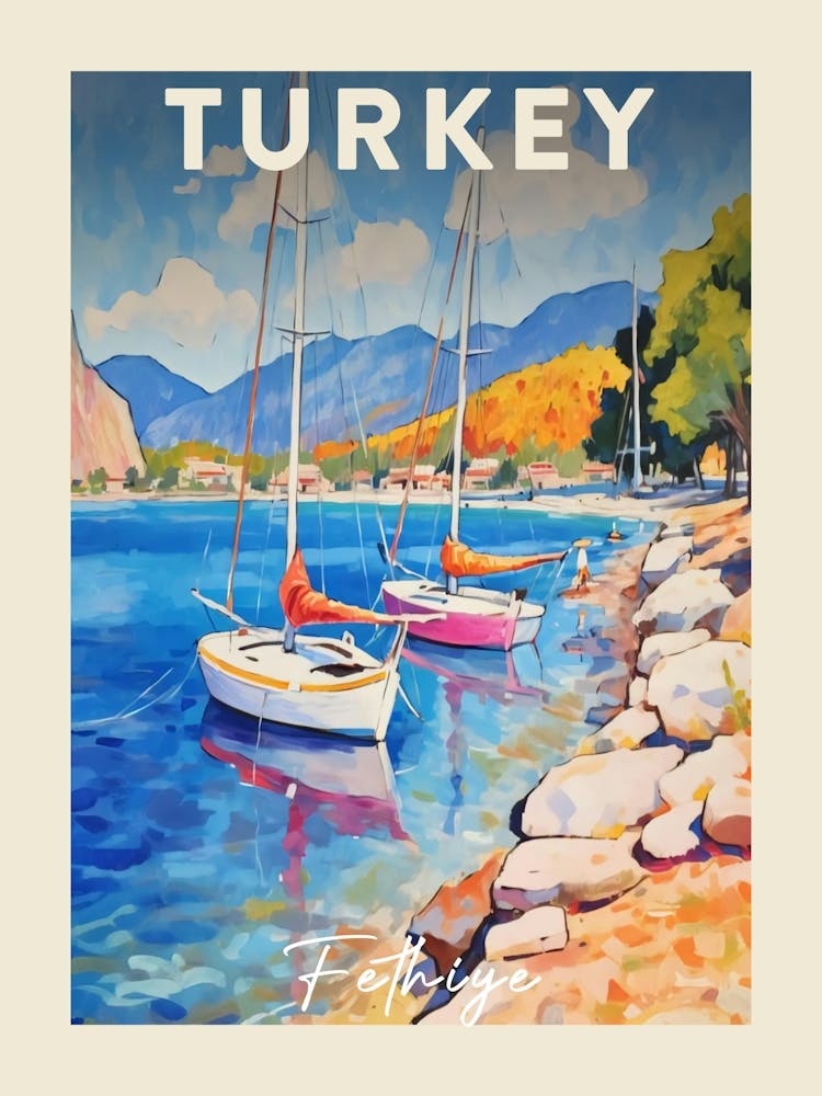 Fethiye Turkey 3 Fauvist Painting  Travel Poster