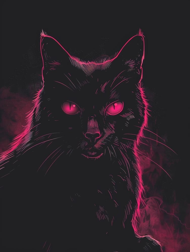Black Cat With Pink Eyes