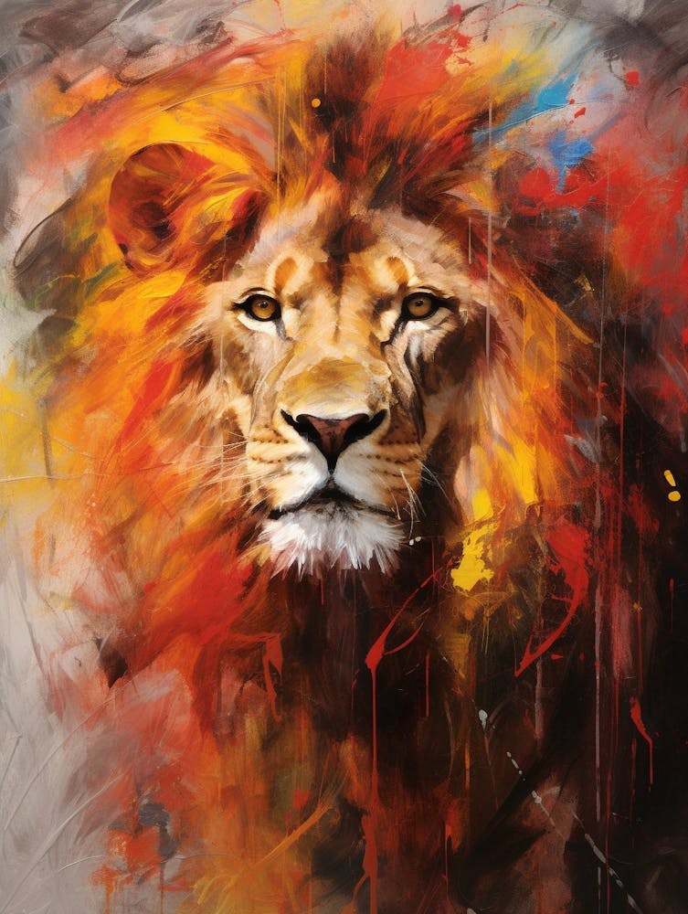 Lion Abstract Expressionism 4