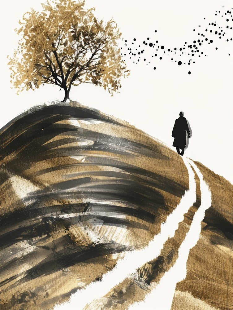 Man Walking Down A Hill