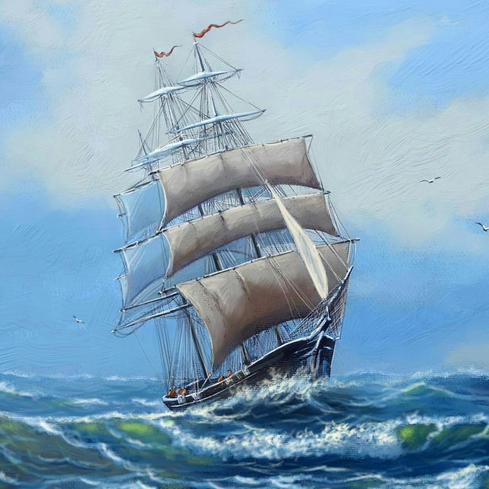 Sailing Ship In Rough Seas