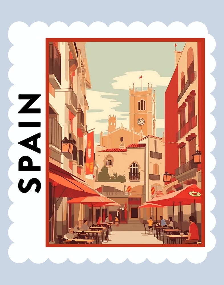 Spain 3 Travel Stamp Poster