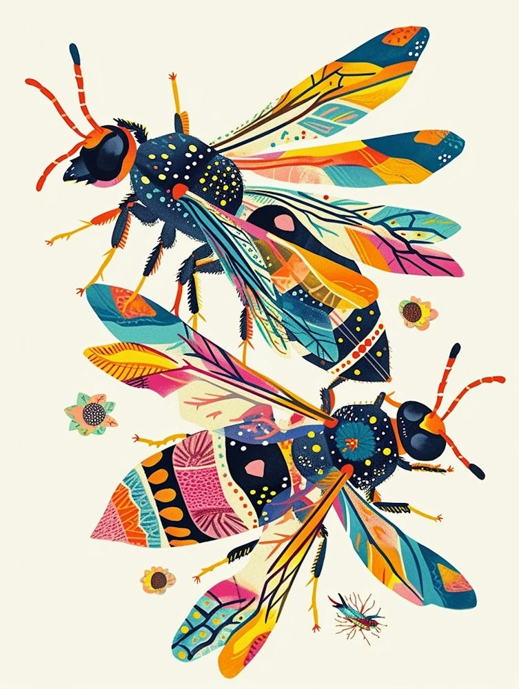 Colourful Insect Illustration Wasp 8