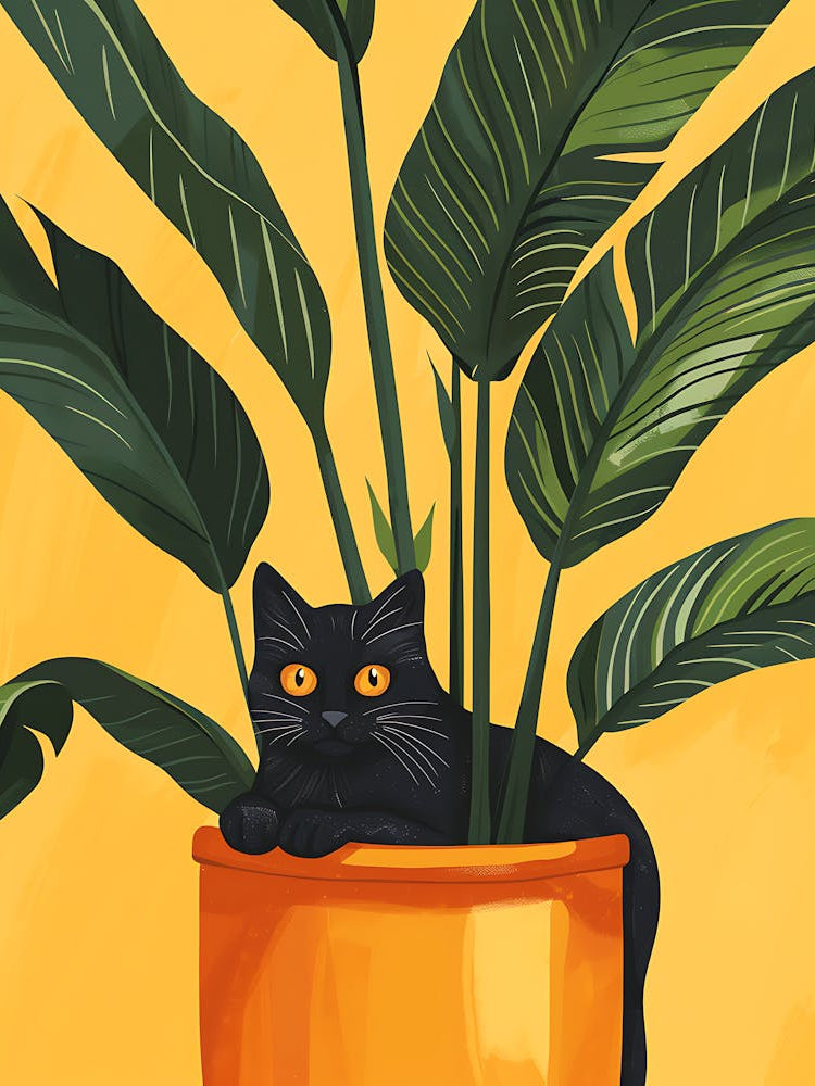 Cute Black Cat in a Plant Pot 11