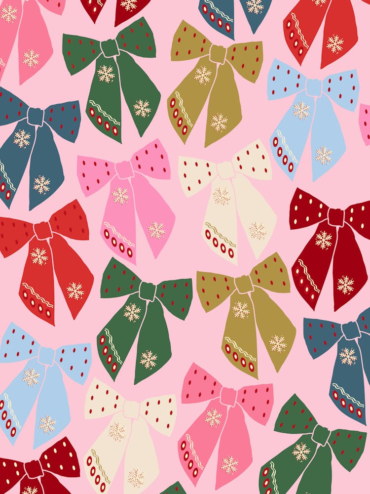 Christmas Bows Coquette Pink